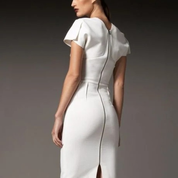 NWOT Roland Mouret Crepe Midi Dress Off White US 6 $2200 Retail - Picture 1 of 11